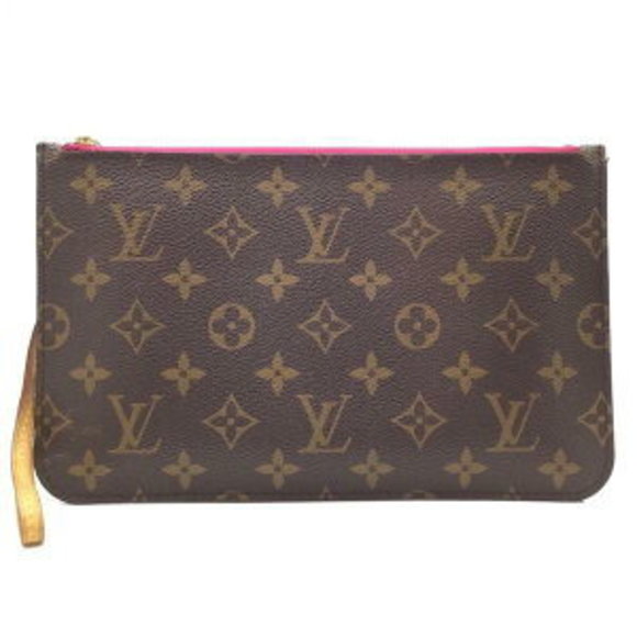 Louis Vuitton Neverfull Pouch Monogram Brown Pink Accessory Case - Picture 1 of 7